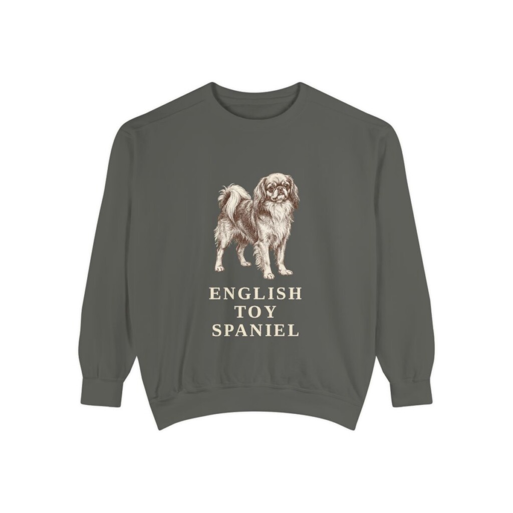 english-toy-spaniel-sweatshirt-pepper English Toy Spaniel Sweatshirt, Pepper, front view