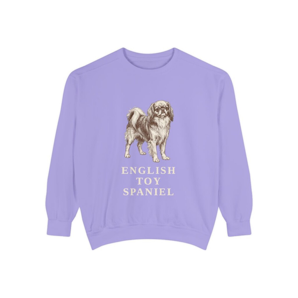 english-toy-spaniel-sweatshirt-violet English Toy Spaniel Sweatshirt, Violet, front view