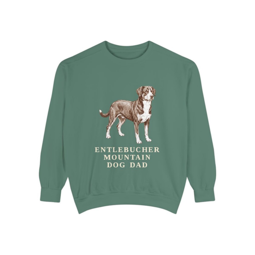 Entlebucher Mountain Dog Dad Sweatshirt, Light Green, front view
