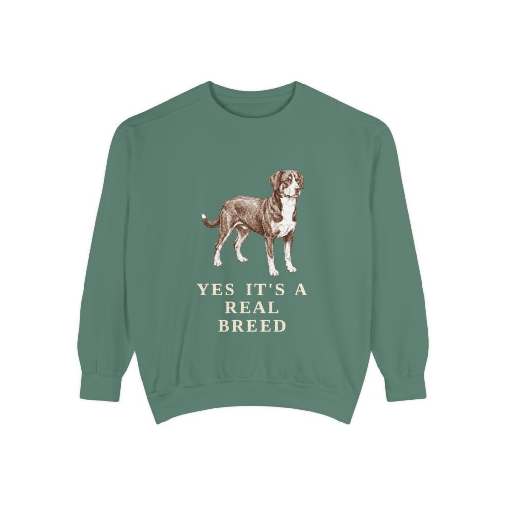 Entlebucher Mountain Dog Humor Sweatshirt, Light Green, front view