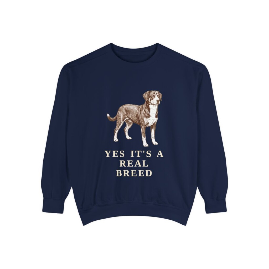 Entlebucher Mountain Dog Humor Sweatshirt, True Navy, front view