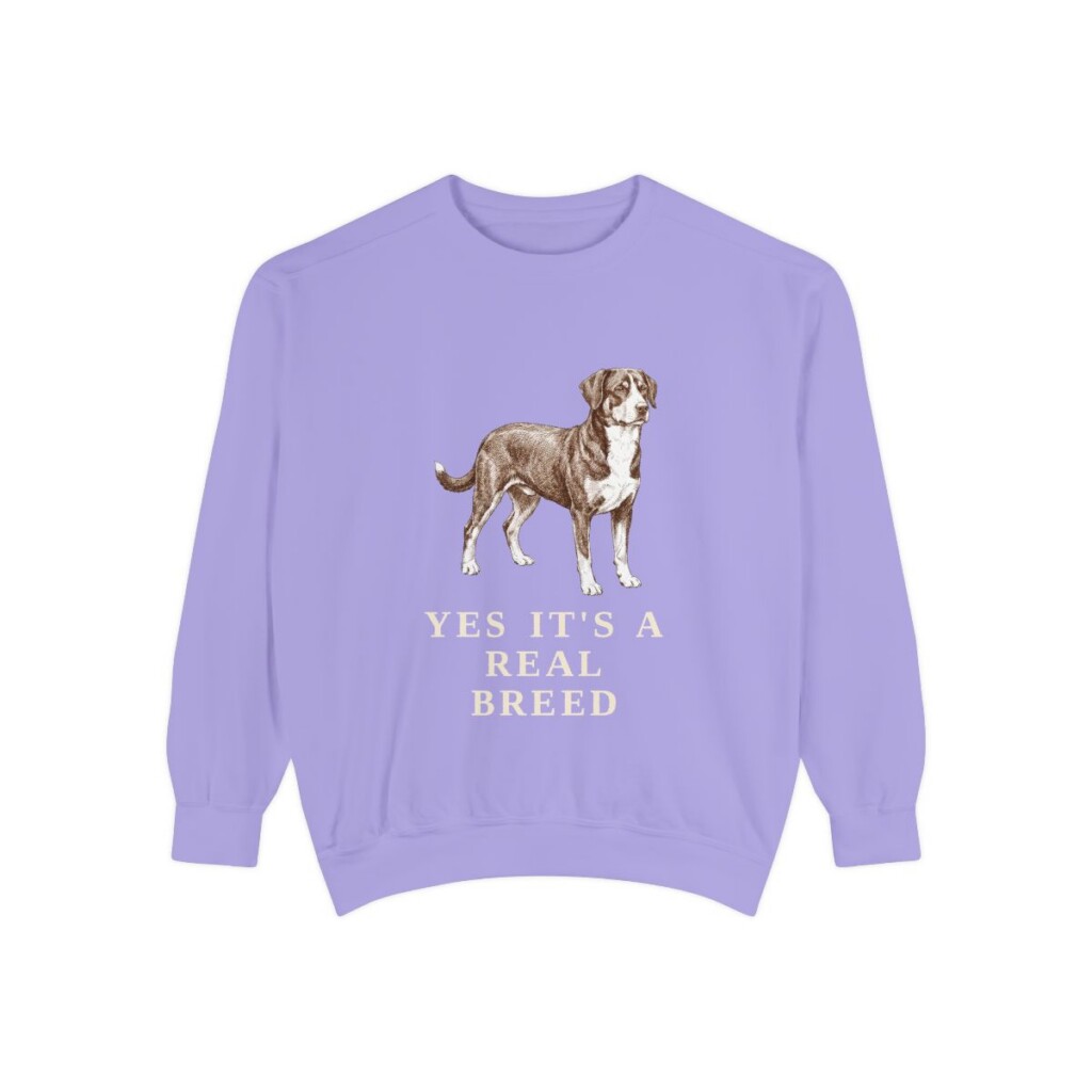 Entlebucher Mountain Dog Humor Sweatshirt, Violet, front view
