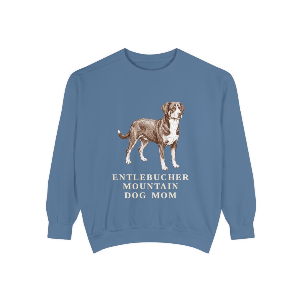 Entlebucher Mountain Dog Mom Sweatshirt, Blue Jean, front view