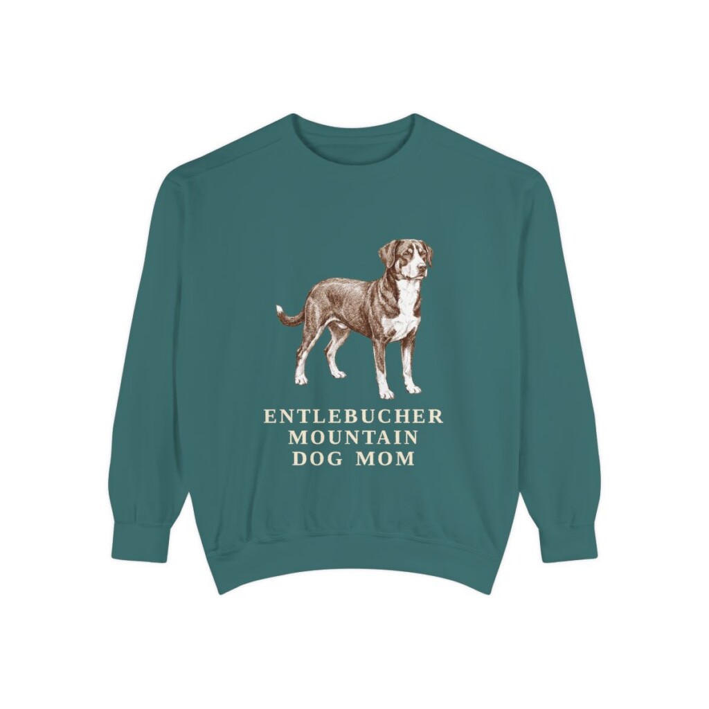 Entlebucher Mountain Dog Mom Sweatshirt, Blue Spruce, front view