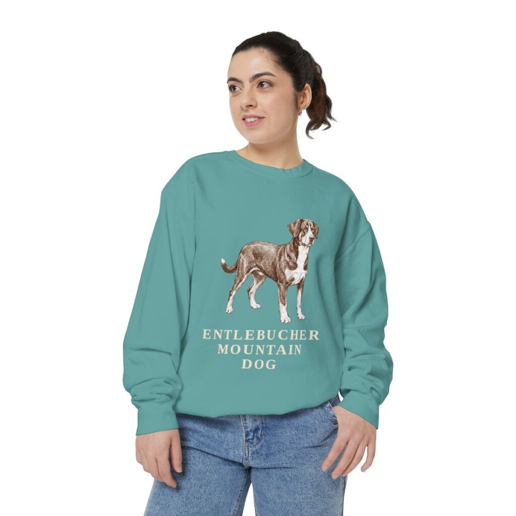 Entlebucher Mountain Dog Sweatshirt, Seafoam, person 2 front