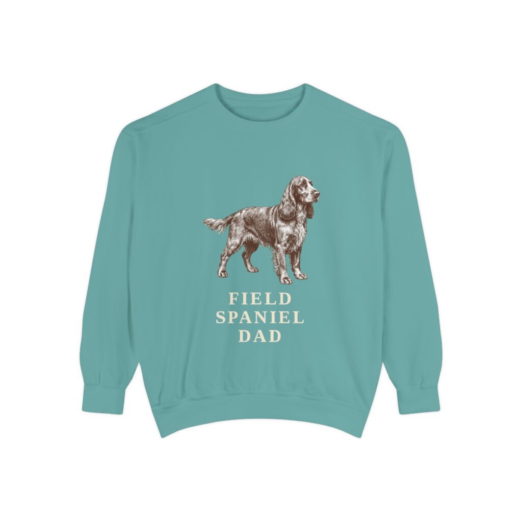 Field Spaniel Dad Sweatshirt, Seafoam, front view