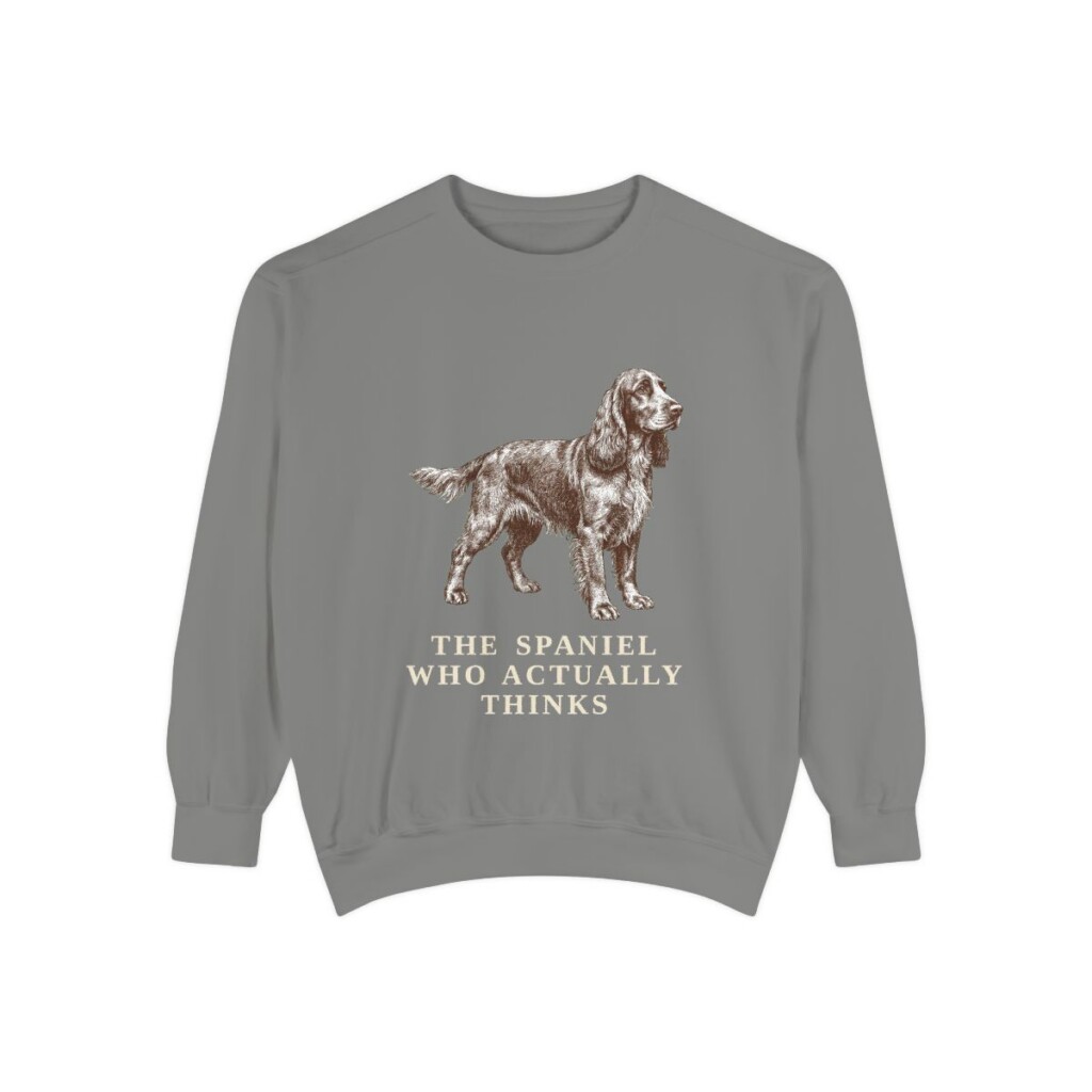 Field Spaniel Humor Sweatshirt, Grey, front view