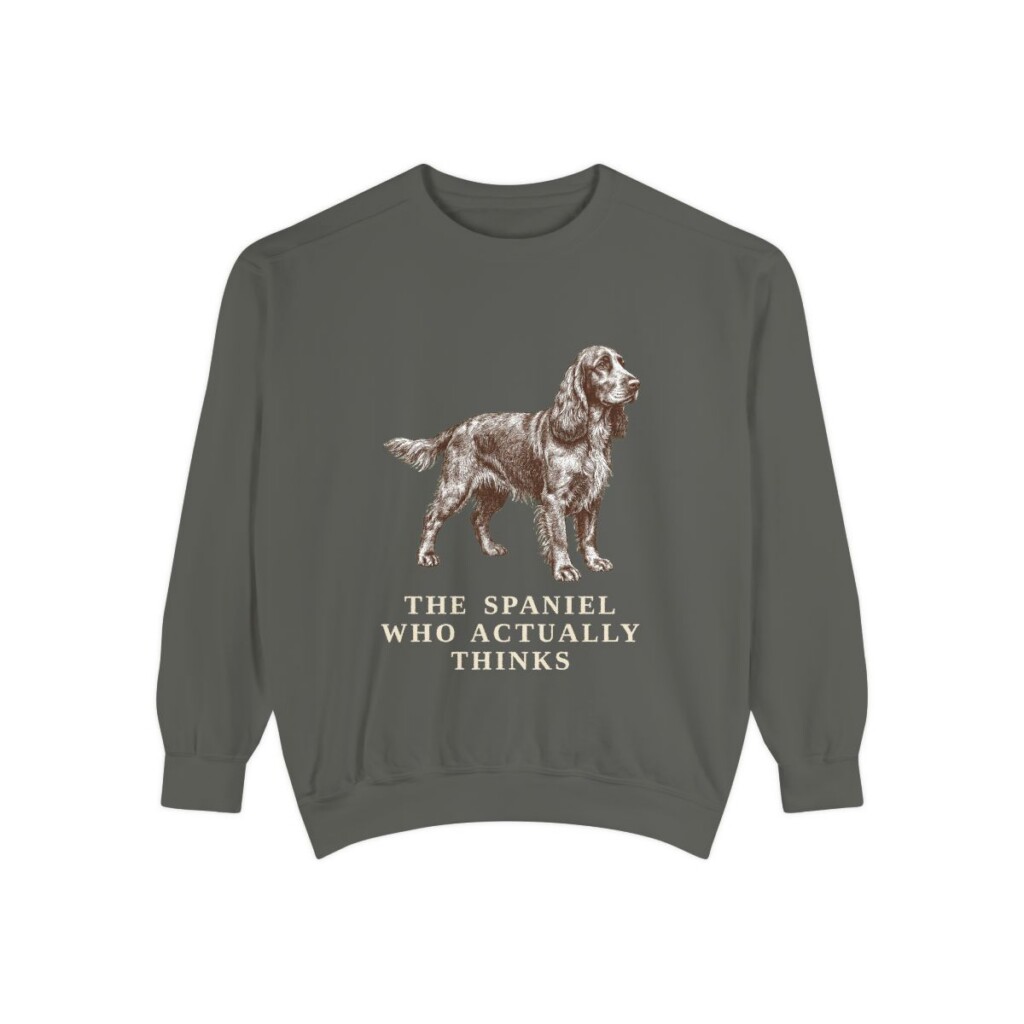 Field Spaniel Humor Sweatshirt, Pepper, front view