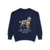 Field Spaniel Humor Sweatshirt, True Navy, front view