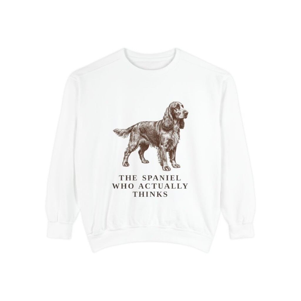 Field Spaniel Humor Sweatshirt, White, front view