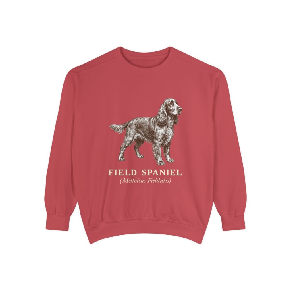 Field Spaniel Latin Sweatshirt, Crimson, front view