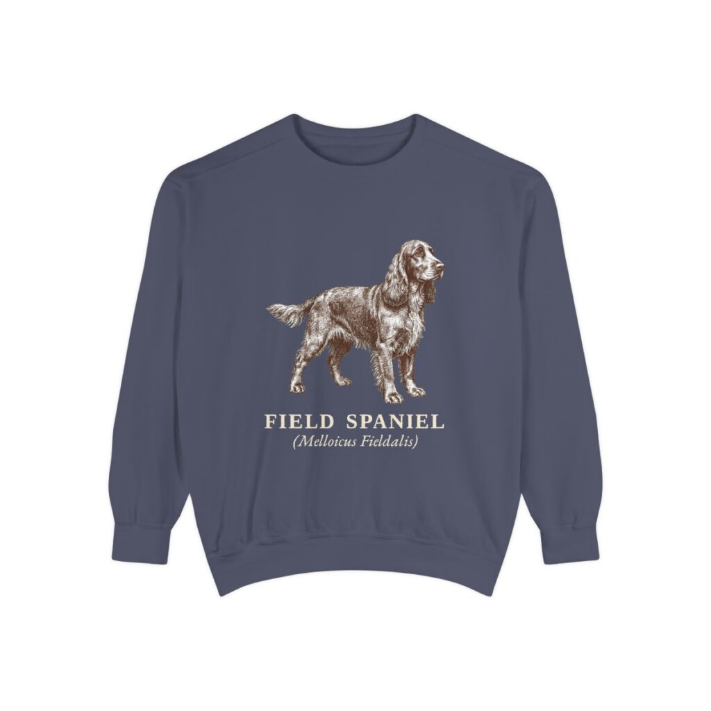 Field Spaniel Latin Sweatshirt, Denim, front view