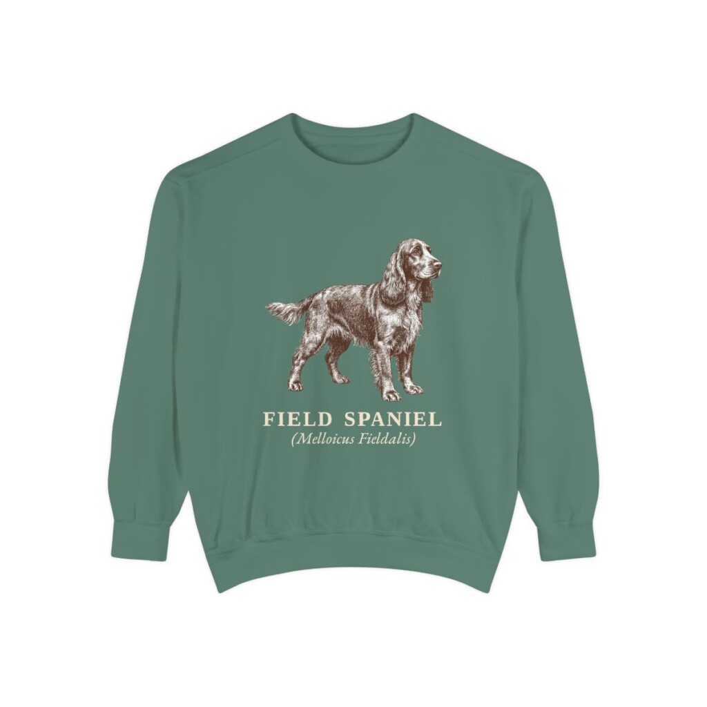 Field Spaniel Latin Sweatshirt, Light Green, front view