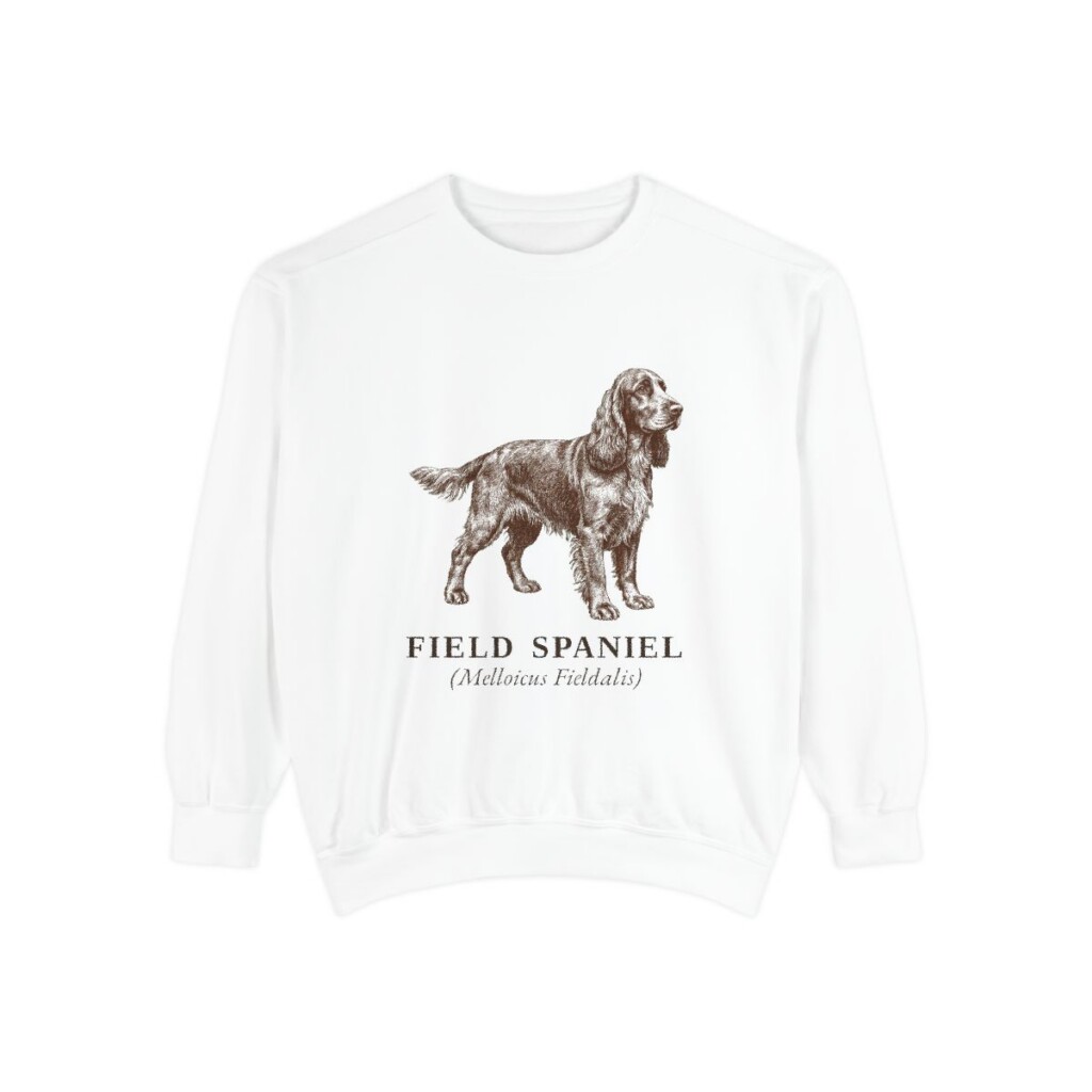 Field Spaniel Latin Sweatshirt, White, front view