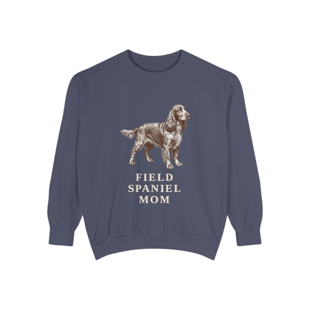 Field Spaniel Mom Sweatshirt, Denim, front view