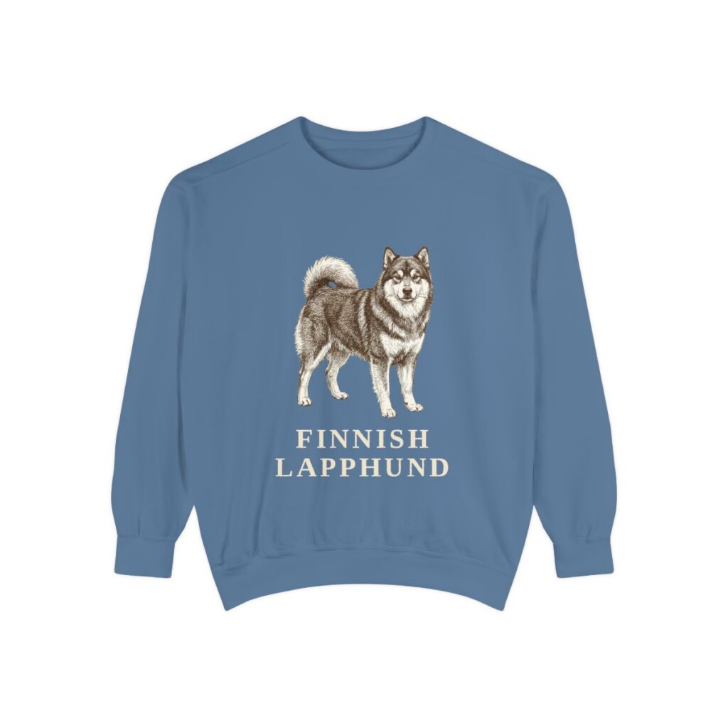 Finnish Lapphund Sweatshirt, Blue Jean, front view