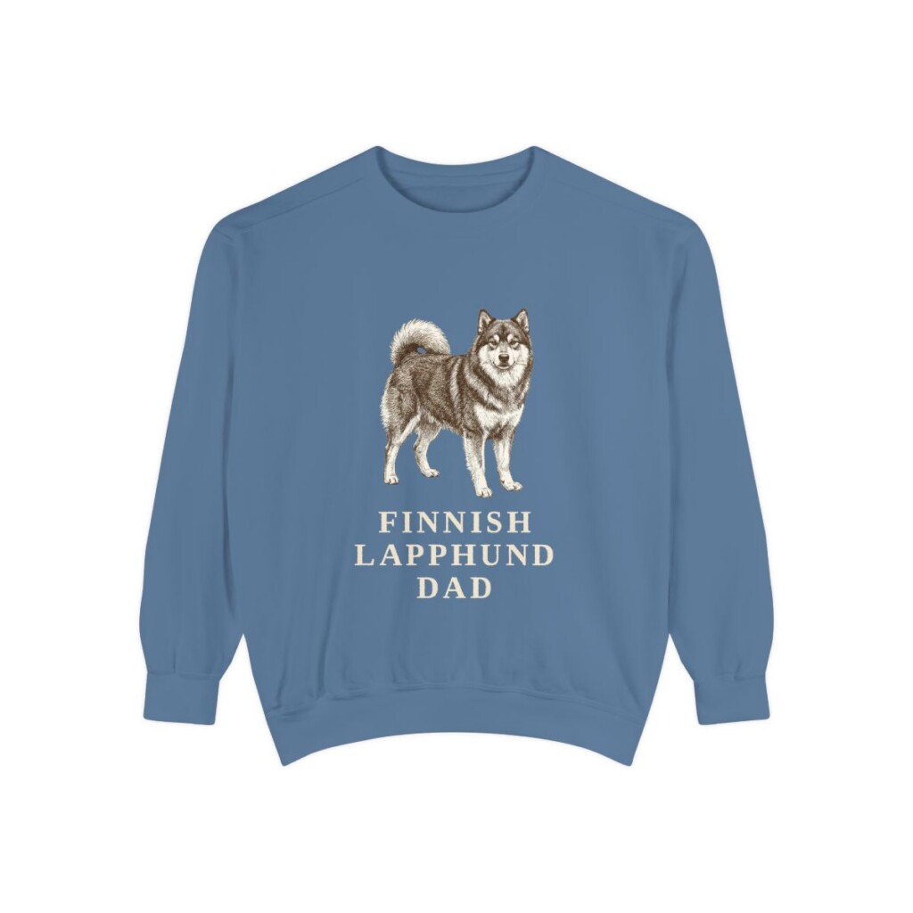 Finnish Lapphund Dad Sweatshirt, Blue Jean, front view