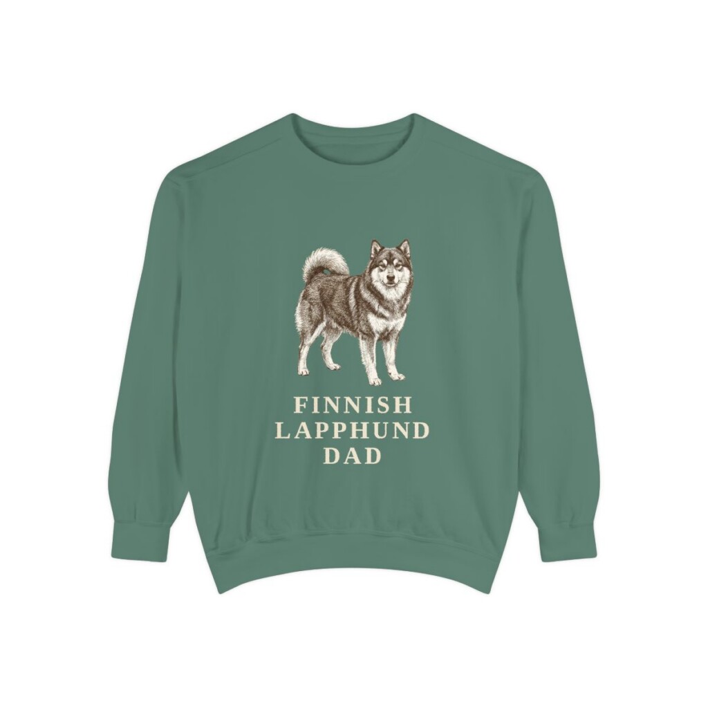 Finnish Lapphund Dad Sweatshirt, Light Green, front view