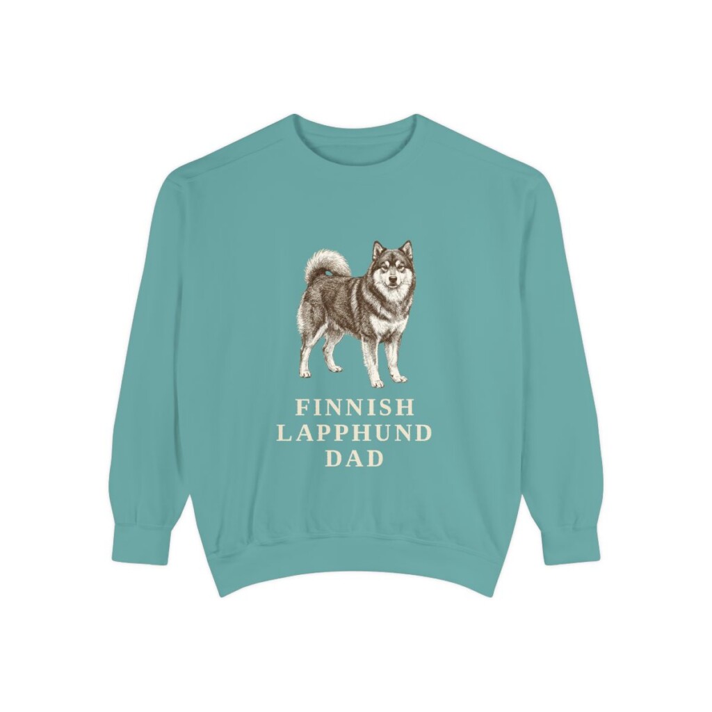 Finnish Lapphund Dad Sweatshirt, Seafoam, front view