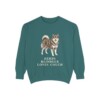 finnish-lapphund-sweatshirt-humor-blue-spruce Finnish Lapphund Humor Sweatshirt, Blue Spruce, front view