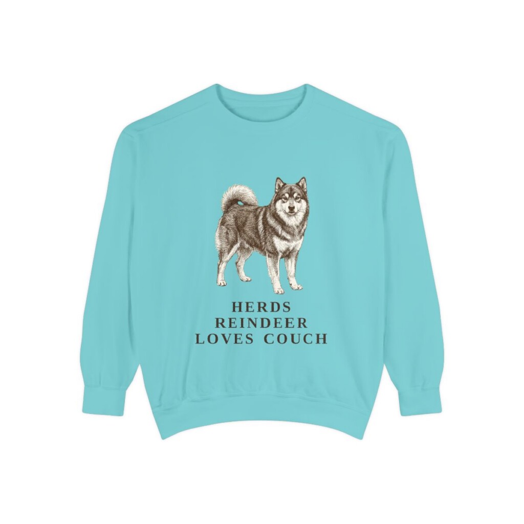 finnish-lapphund-sweatshirt-humor-chalky-mint Finnish Lapphund Humor Sweatshirt, Chalky Mint, front view