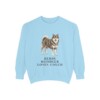finnish-lapphund-sweatshirt-humor-chambray Finnish Lapphund Humor Sweatshirt, Chambray, front view