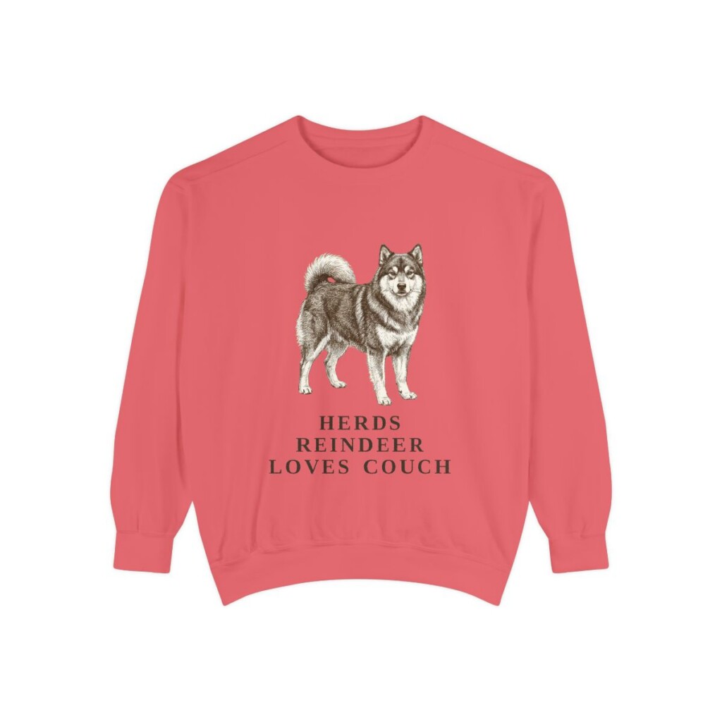 finnish-lapphund-sweatshirt-humor-watermelon Finnish Lapphund Humor Sweatshirt, Watermelon, front view
