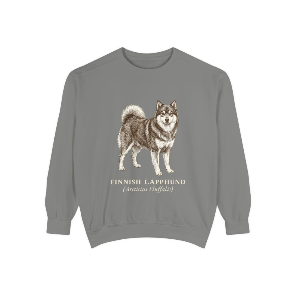 Finnish Lapphund Latin Sweatshirt, Grey, front view