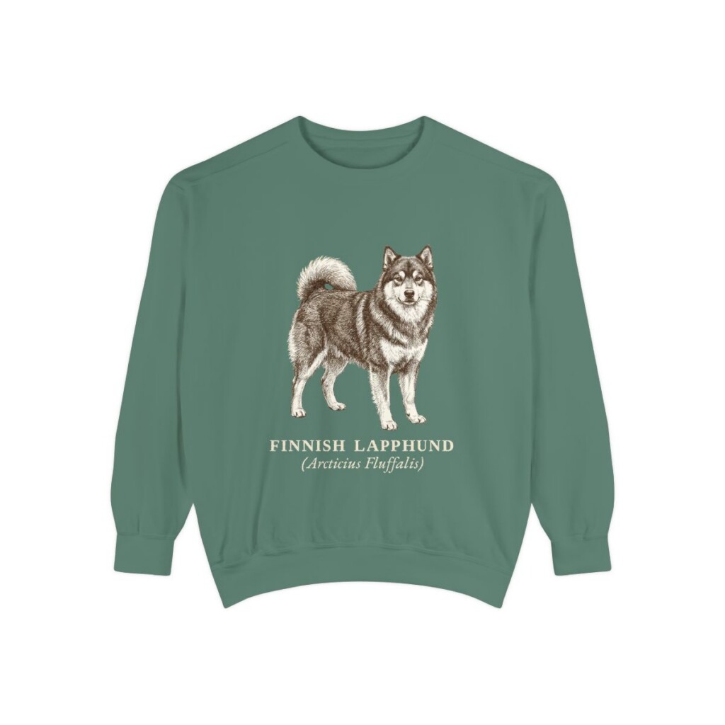 Finnish Lapphund Latin Sweatshirt, Light Green, front view