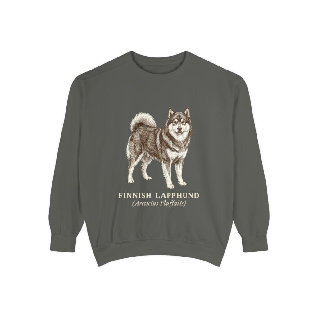 Finnish Lapphund Latin Sweatshirt, Pepper, front view