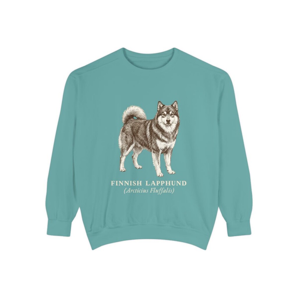 Finnish Lapphund Latin Sweatshirt, Seafoam, front view