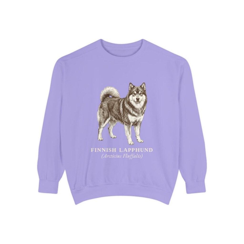 Finnish Lapphund Latin Sweatshirt, Violet, front view