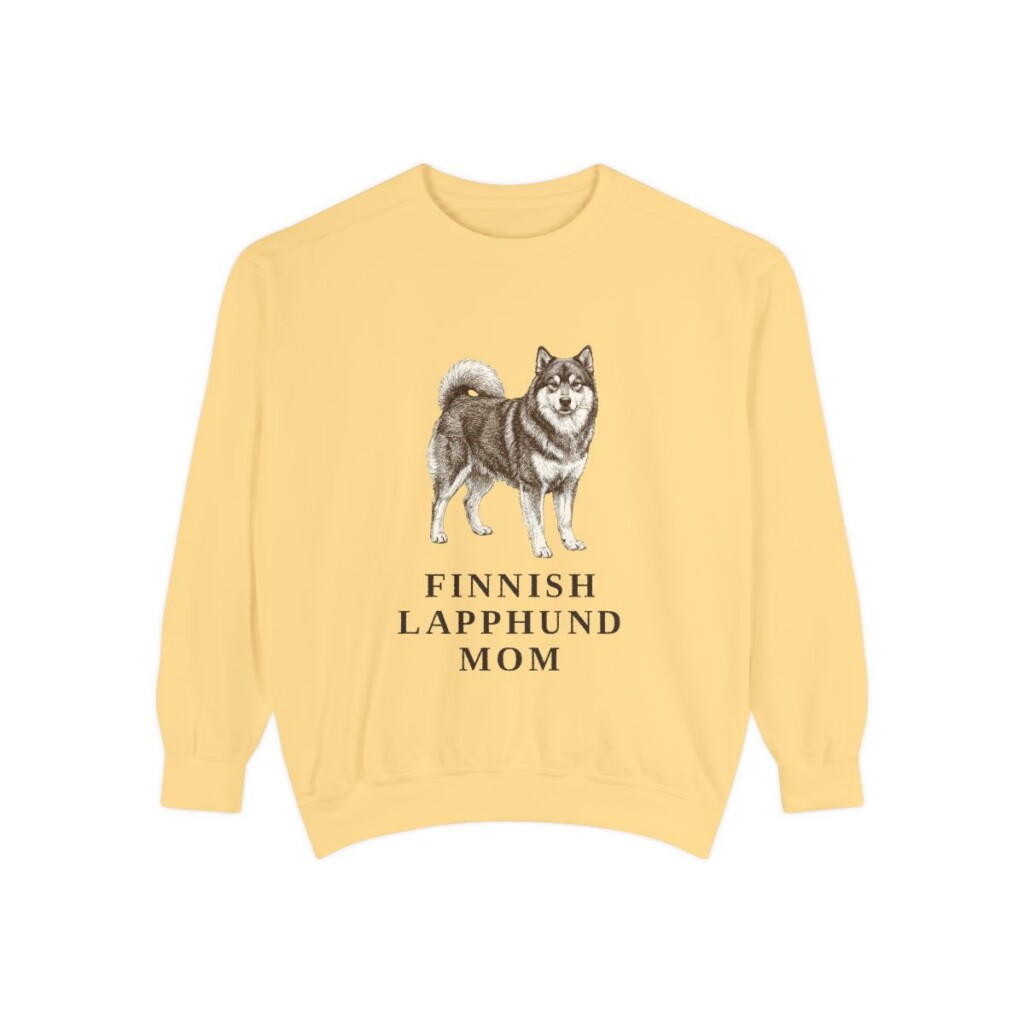 Finnish Lapphund Mom Sweatshirt, Butter, front view