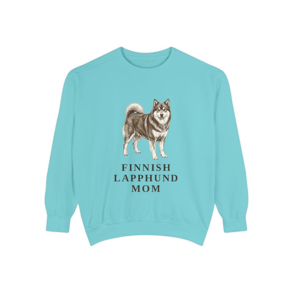 Finnish Lapphund Mom Sweatshirt, Chalky Mint, front view