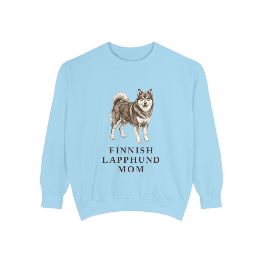 Finnish Lapphund Mom Sweatshirt, Chambray, front view