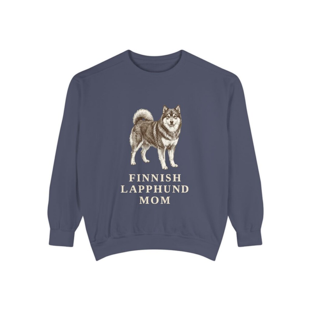 Finnish Lapphund Mom Sweatshirt, Denim, front view