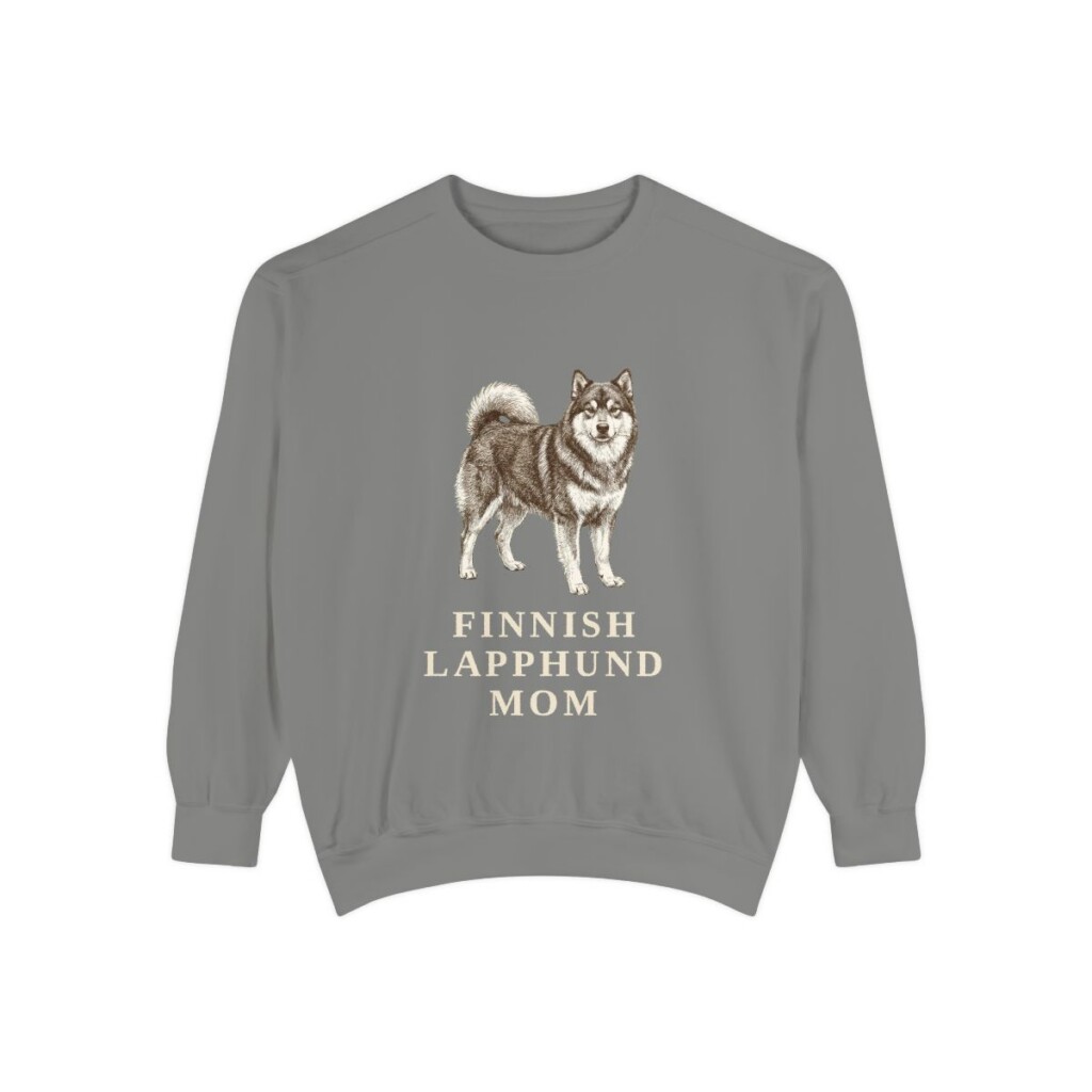 Finnish Lapphund Mom Sweatshirt, Grey, front view