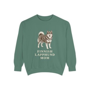 Finnish Lapphund Mom Sweatshirt, Light Green, front view