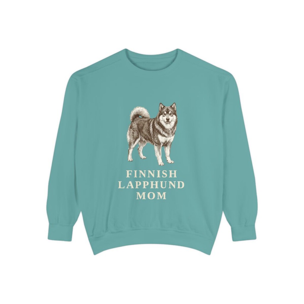 Finnish Lapphund Mom Sweatshirt, Seafoam, front view