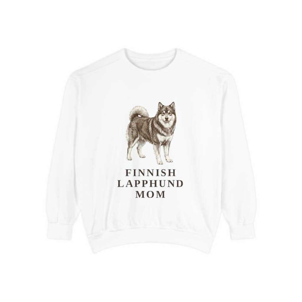 Finnish Lapphund Mom Sweatshirt, White, front view