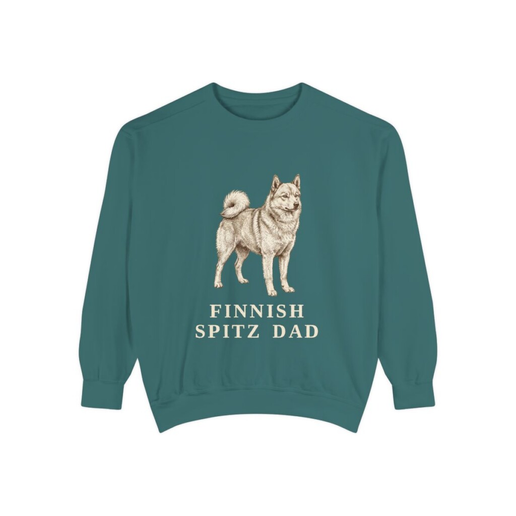 Finnish Spitz Dad Sweatshirt, Blue Spruce, front view