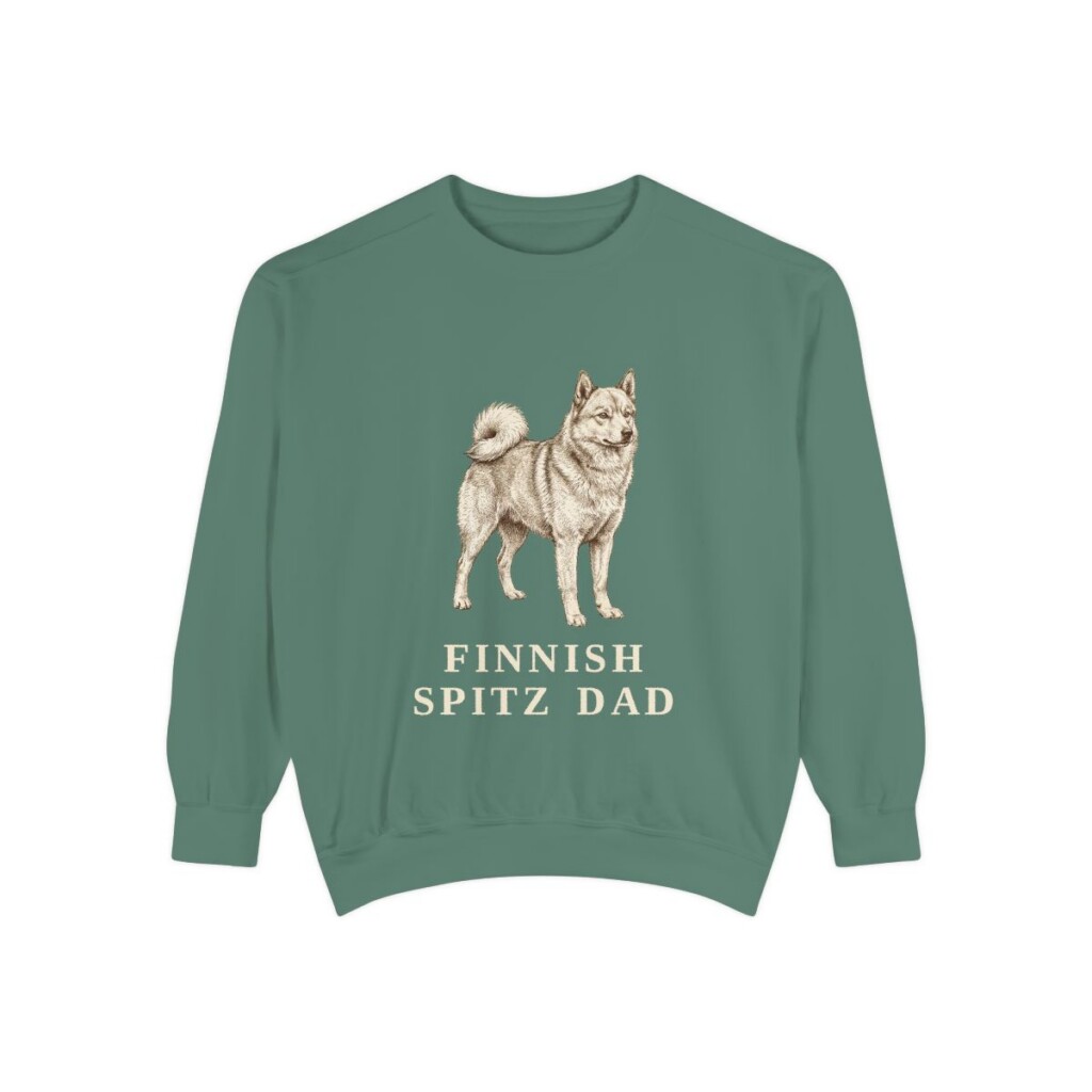 Finnish Spitz Dad Sweatshirt, Light Green, front view
