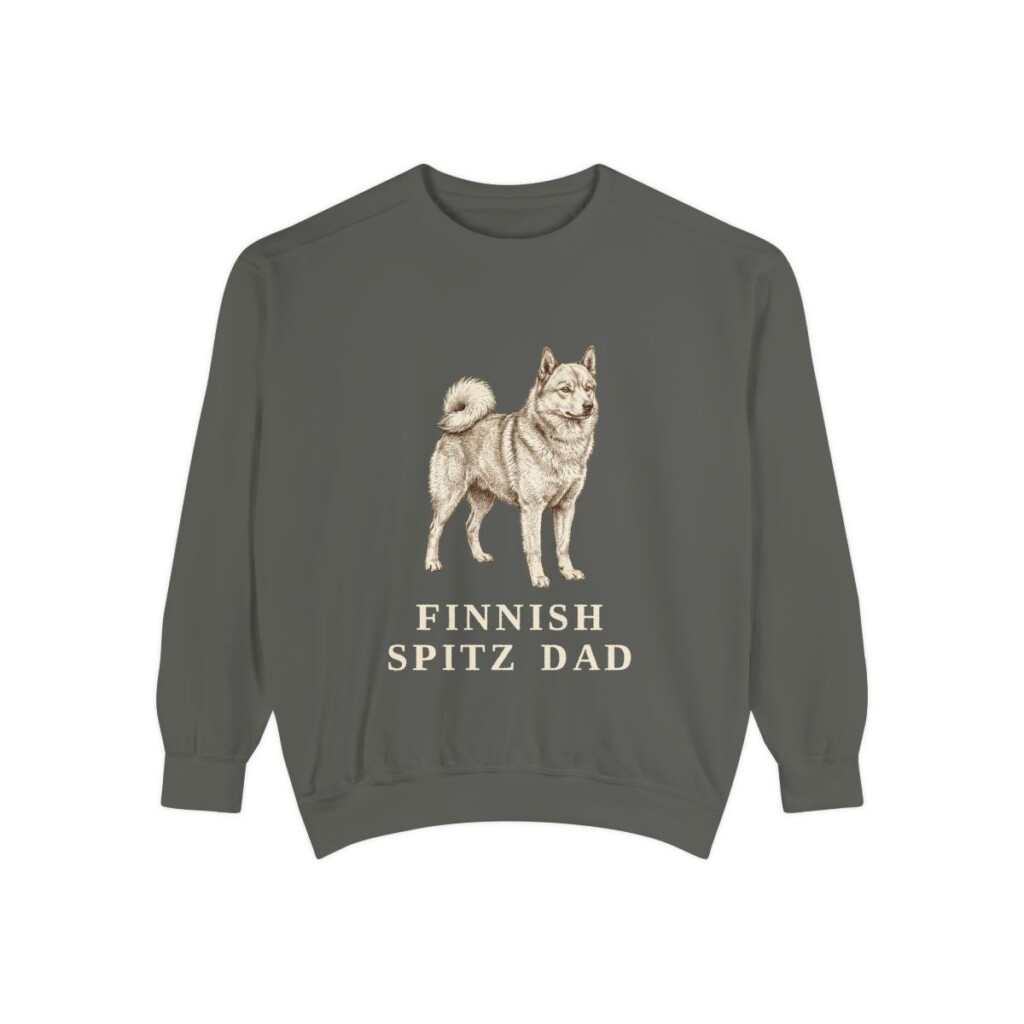 Finnish Spitz Dad Sweatshirt, Pepper, front view