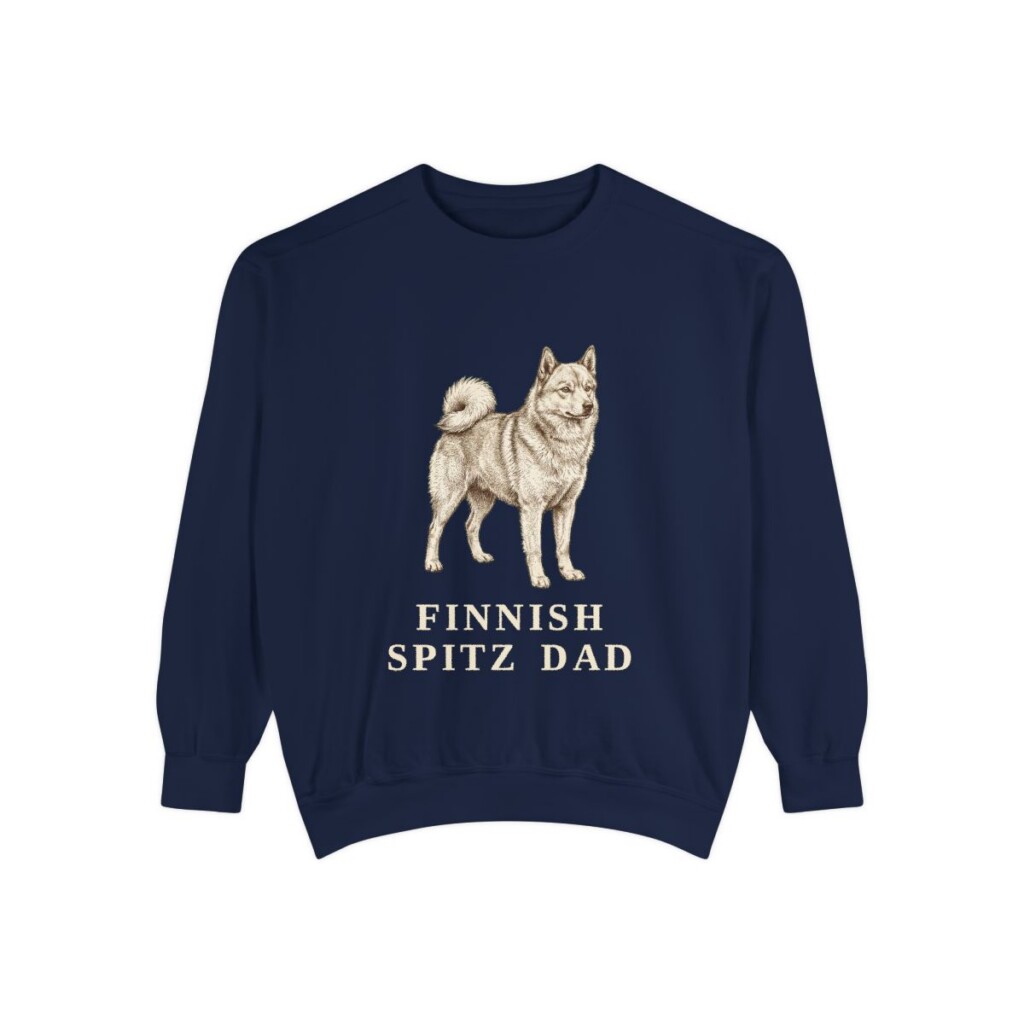 Finnish Spitz Dad Sweatshirt, True Navy, front view