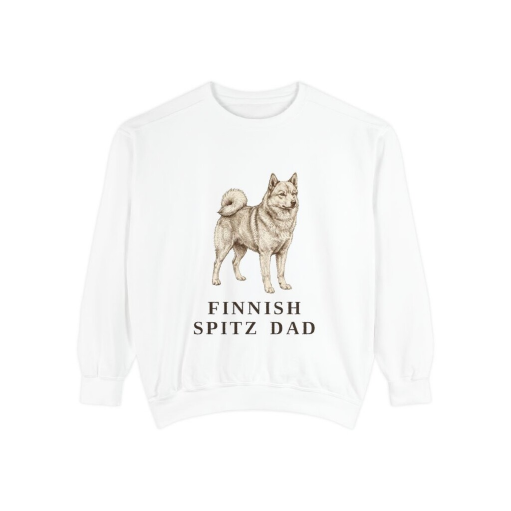 Finnish Spitz Dad Sweatshirt, White, front view