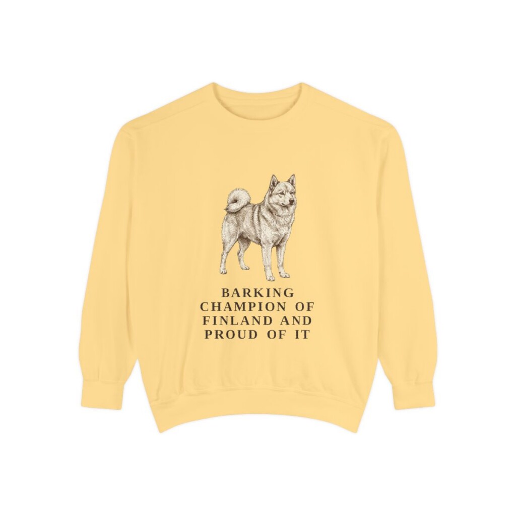 Finnish Spitz Humor Sweatshirt, Butter, front view
