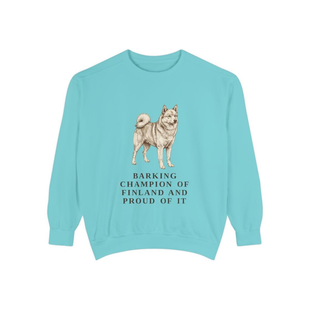Finnish Spitz Humor Sweatshirt, Chalky Mint, front view