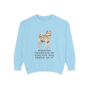 Finnish Spitz Humor Sweatshirt, Chambray, front view
