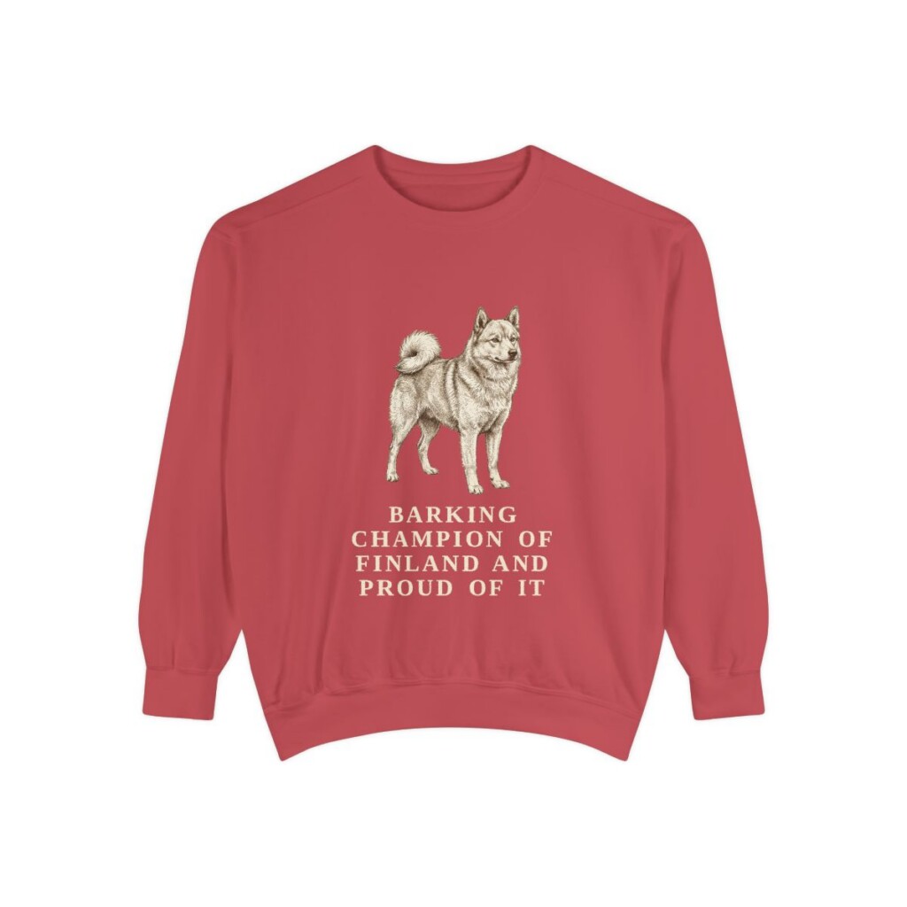 Finnish Spitz Humor Sweatshirt, Crimson, front view