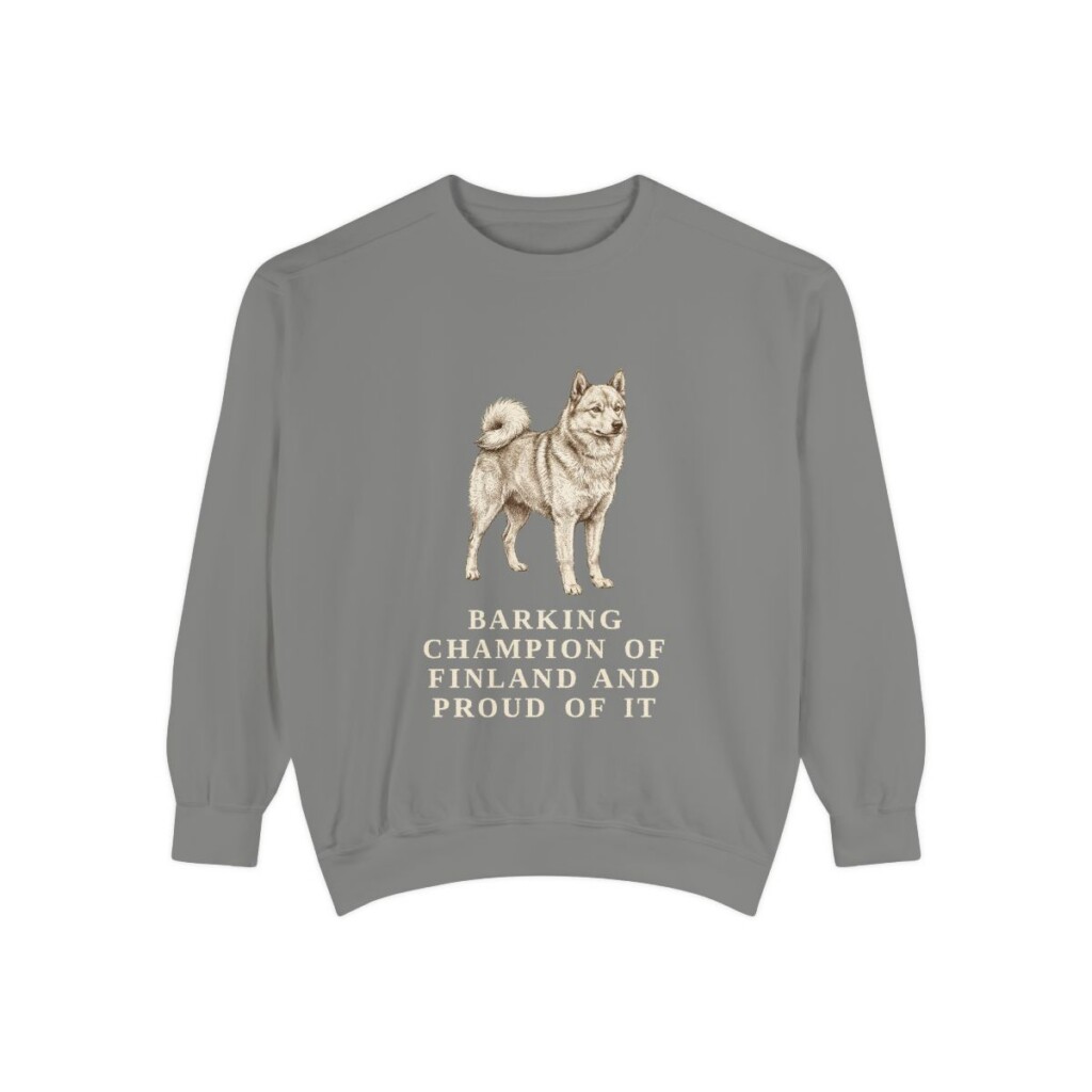 Finnish Spitz Humor Sweatshirt, Grey, front view